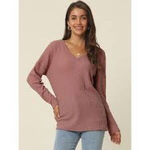 Chelsea Theodore Waffle Knit V-Neck Long Sleeve Top Size XXL